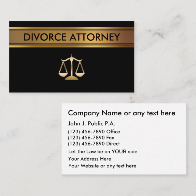 Cartes de visite de mandataire de divorce (Devant / Derrière)