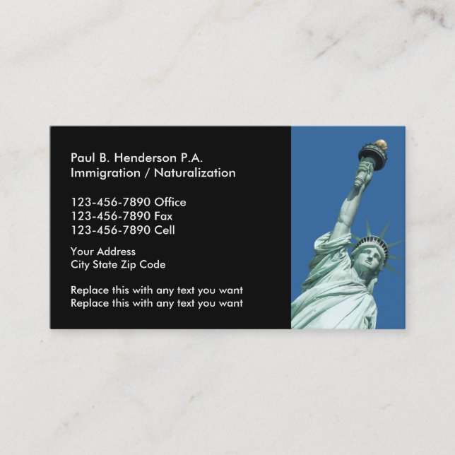 Cartes de visite de mandataire d'immigration (Devant)