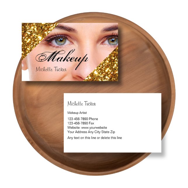 Cartes de visite de maquillage (Glitzy makeup artist business cards by custom business templates)