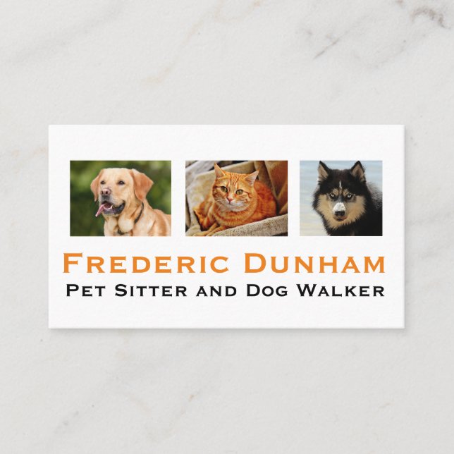 Cartes de visite de marcheurs de chiens et d'anima (Devant)