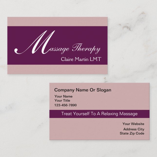 Cartes de visite de massage (Devant / Derrière)