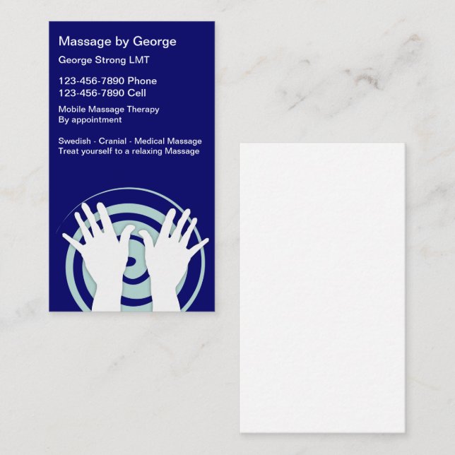Cartes de visite de massage (Devant / Derrière)