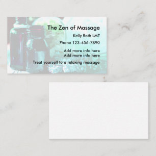 Cartes de visite de massage de zen