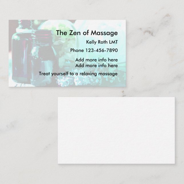 Cartes de visite de massage zen (Devant / Derrière)