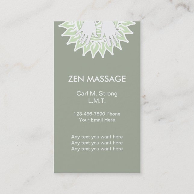 Cartes de visite de massage zen (Devant)