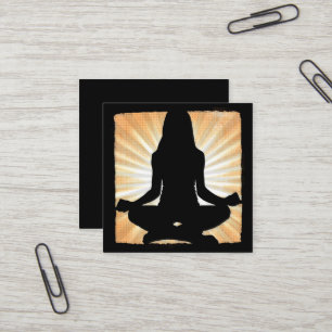 Cartes de visite de médiation de yoga dorées et no