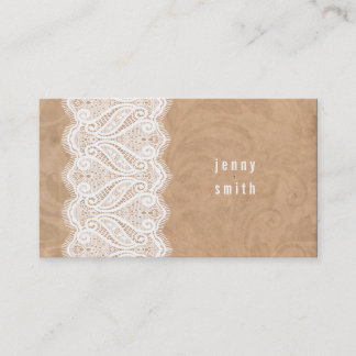 Cartes de visite de mode de dentelle blanche rusti