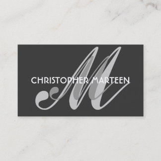 Cartes de visite de monogramme gris noir