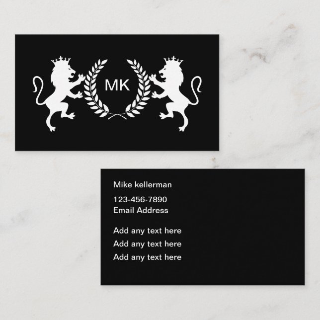Cartes de visite de monogramme Masculine Classique (Devant / Derrière)