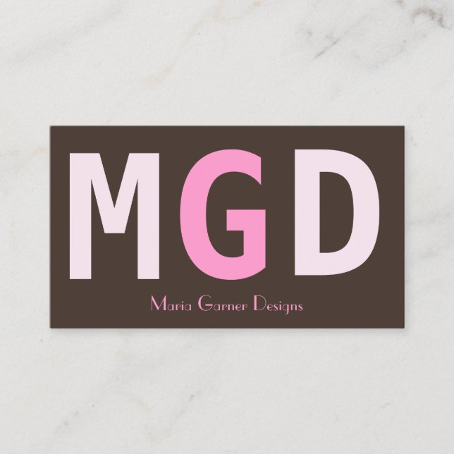 Cartes de visite de monogramme rose fille (Devant)