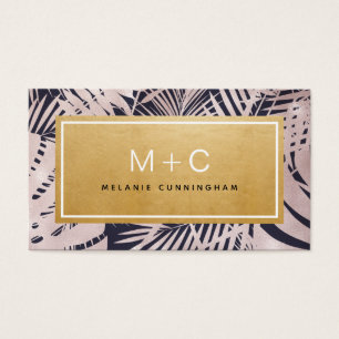 Cartes de visite de Monogramme Tropical Bleu de la