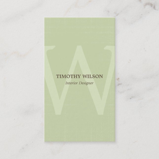 Cartes de visite de monogramme Vintage - Thé vert (Devant)