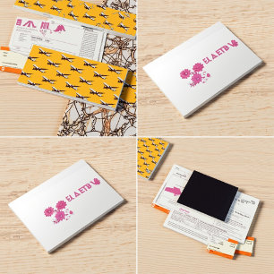 Cartes de visite de monogrammes roses   Fille et é