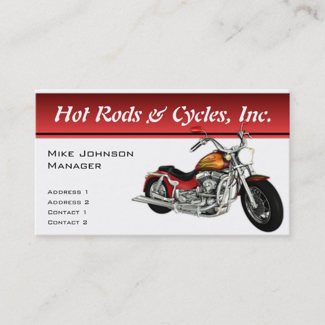 Cartes de visite de moto (Devant)
