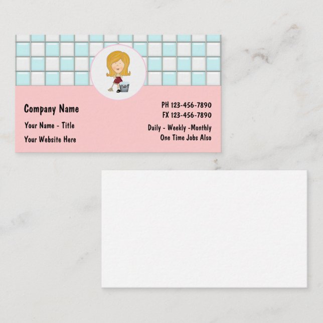 Cartes de visite de nettoyage (Devant / Derrière)