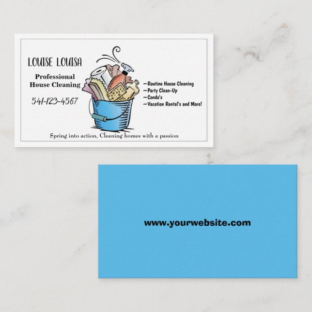 Cartes de visite de nettoyage de maison profession (Devant / Derrière)