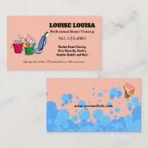 Cartes de visite de nettoyage de maison profession