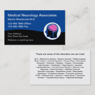 Cartes de visite de neurologie médicale pour neuro
