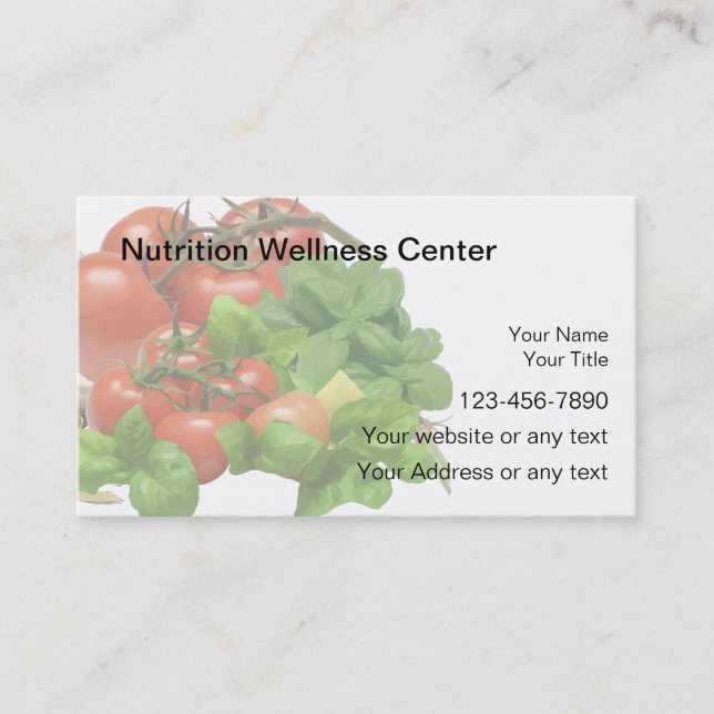 Cartes de visite de nutrition (Devant)