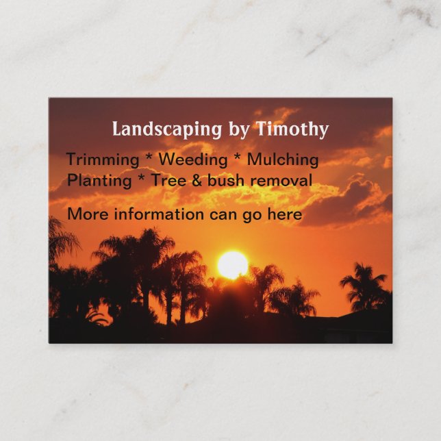 Cartes de visite de palmiers de jardinier (Devant)