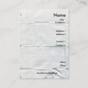 Cartes de visite de papier de carnet