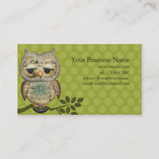 Cartes de visite de papier vintages de hibou