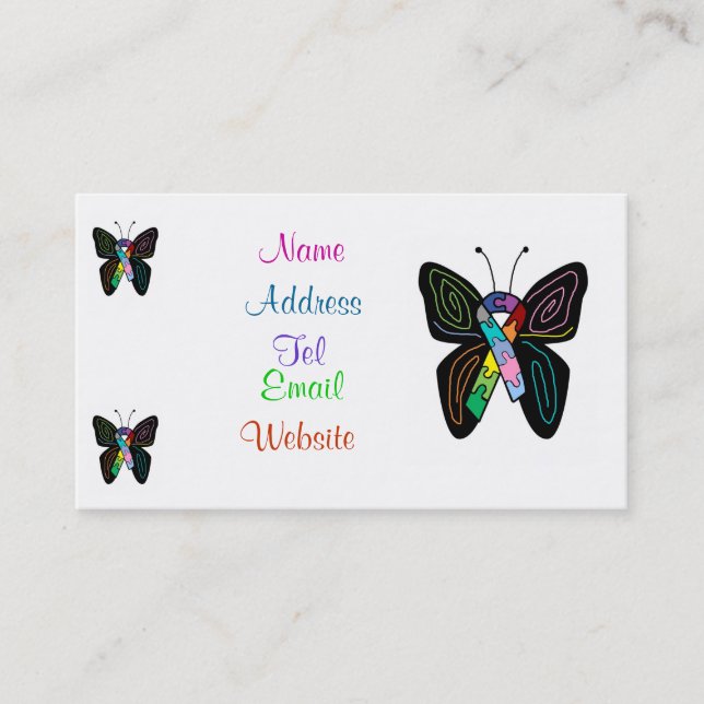Cartes de visite de papillon d'autisme (Devant)