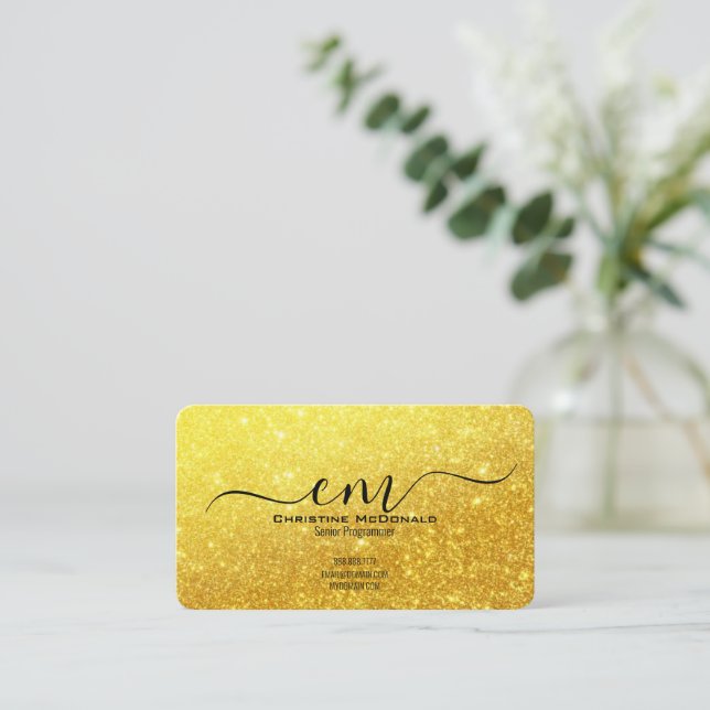 Cartes de visite de Parties scintillant d'or - Scr (Debout devant)
