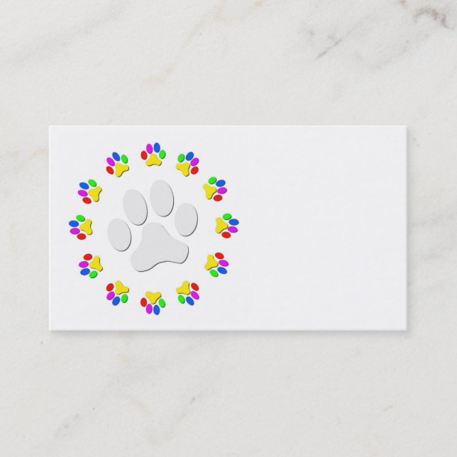 Cartes de visite de Pawprints d'arc-en-ciel (Devant)