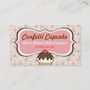 Cartes de visite de petit gâteau de confettis et