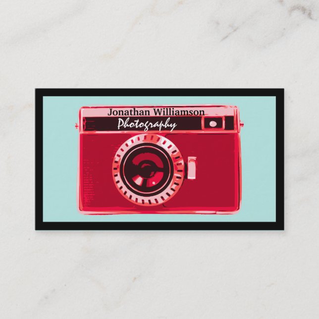 Cartes de visite de photographie retro Red Camera (Devant)