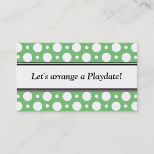 Cartes de visite de Playdate Green Pois