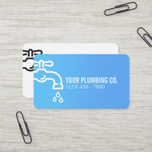 Cartes de visite de plomberie bleu