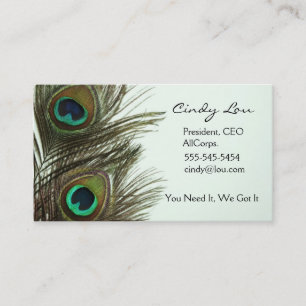 Cartes de visite de plume de paon