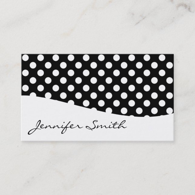 Cartes de visite de points Polka Noir et Blanc mod (Devant)