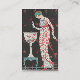 Cartes de visite de poisson rouge d'art déco