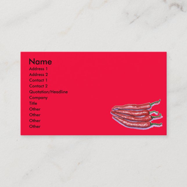 Cartes de visite de poivrons de piment (Devant)