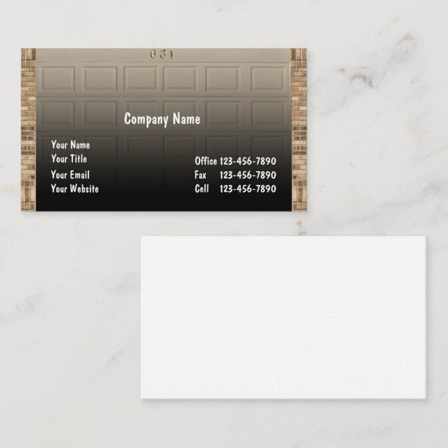 Cartes de visite de portes de garage (Devant / Derrière)