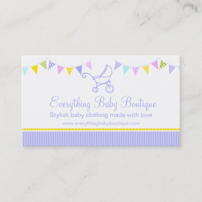 Cartes de visite de pourpre de boutique de bébé (Devant)