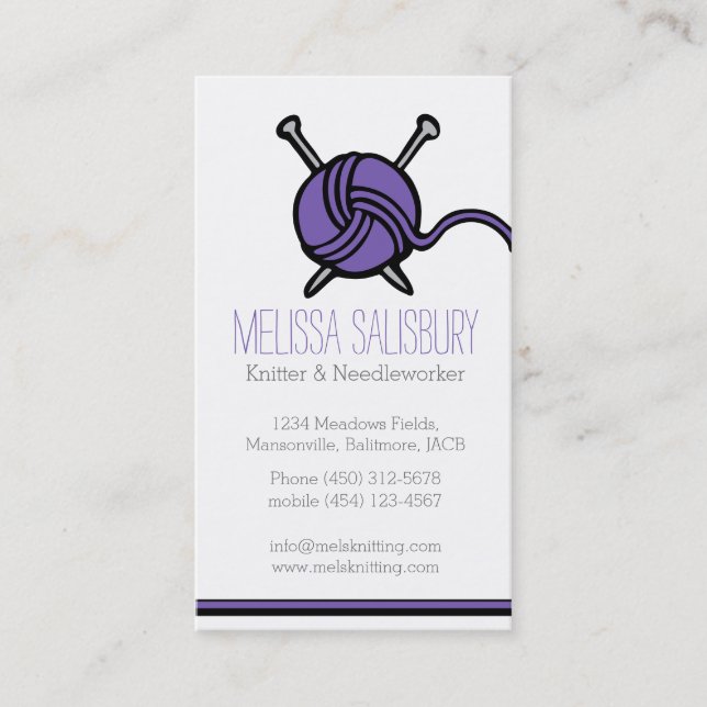 Cartes de visite de pourpre de couture de tricot (Devant)