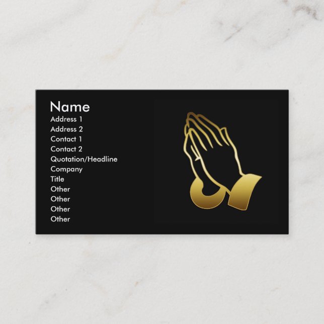 CARTES DE VISITE DE PRIÈRE DE MAINS D'OR (Devant)