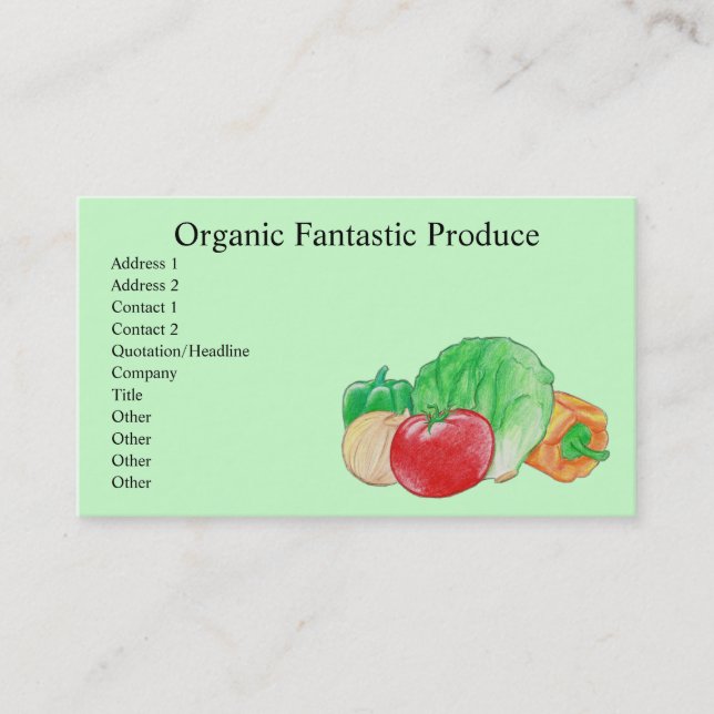 Cartes de visite de produits frais (Devant)