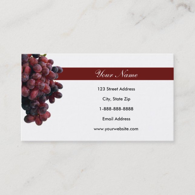 Cartes de visite de raisins rouges (Devant)
