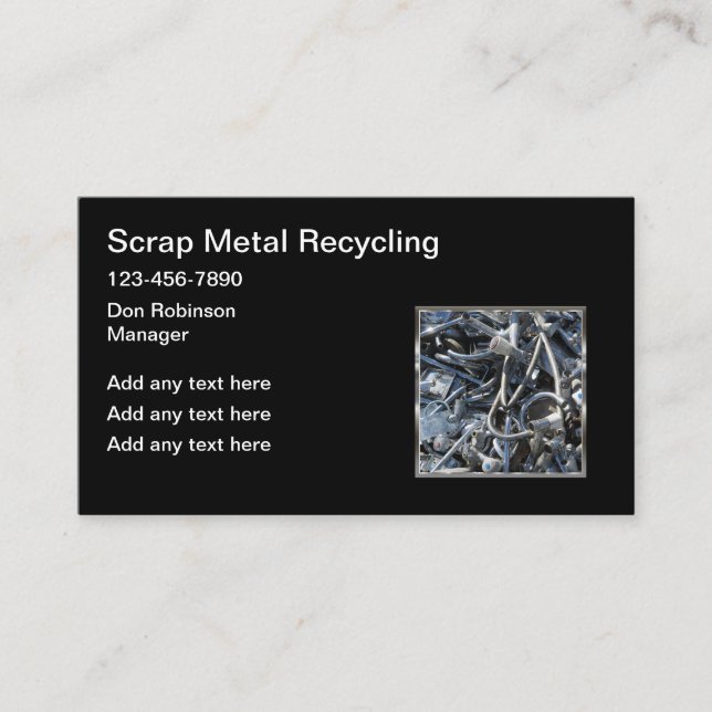 Cartes de visite de recyclage des déchets métalliq (Devant)