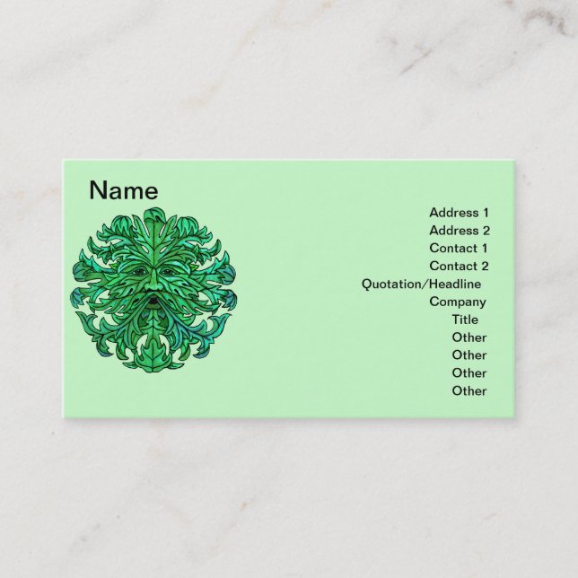 Cartes de visite de regard fixe d'homme vert (Devant)