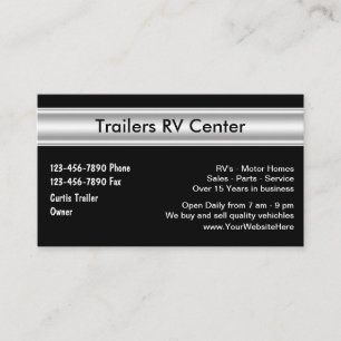 Cartes de visite de remorque de rv
