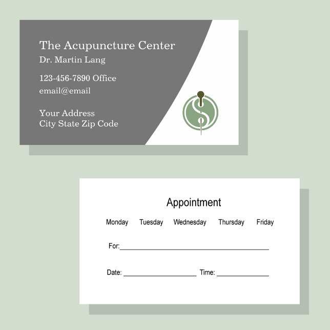Cartes de visite de rendez-vous Acupuncture (Créateur téléchargé)