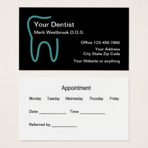 Cartes de visite de rendez-vous chez les dentistes