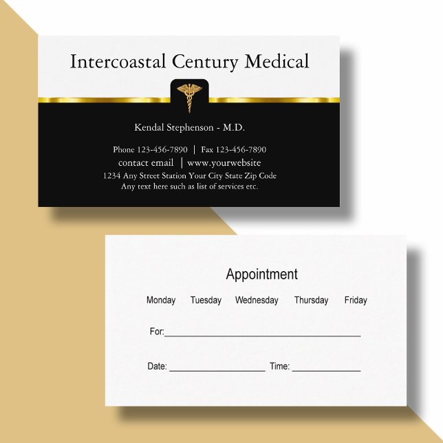 Cartes de visite de rendez-vous de bureau Médicale (Créateur téléchargé)