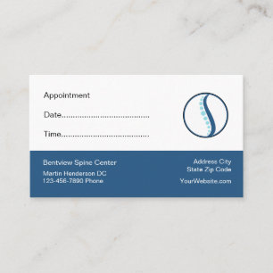 Cartes de visite de rendez-vous des patients chiro